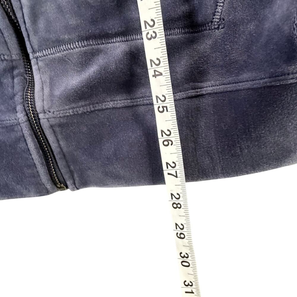 DKNY Sport Velour Hoodie Jacket Womens M Blue Velvet Full‎ Zip Logo Sporty Cozy - Picture 9 of 14